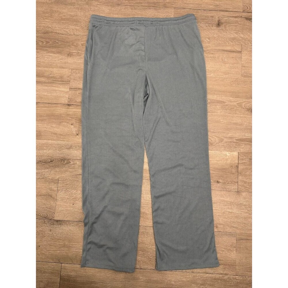 Women's 3 Piece Ribbed Lounge Set XL Blue Gray Cardigan Tank Drawstring Pants - Picture 11 of 11
